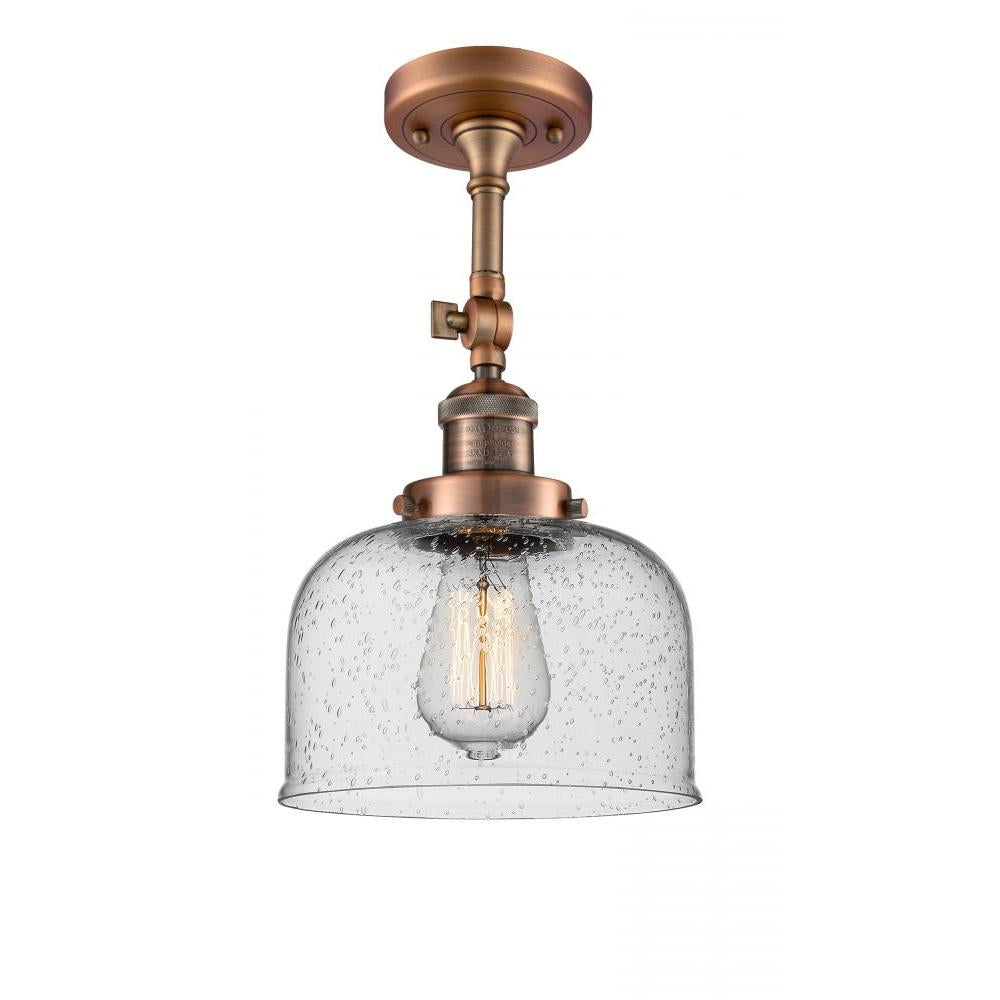 Bell - 1 Light - 8 inch - Antique Copper - Adjustable Semi-Flush Mount