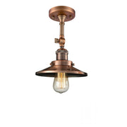 Railroad - 1 Light - 8 inch - Antique Copper - Adjustable Semi-Flush Mount
