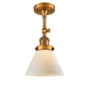 Cone - 1 Light - 8 inch - Brushed Brass - Adjustable Semi-Flush Mount