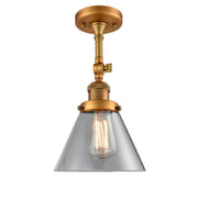 Cone - 1 Light - 8 inch - Brushed Brass - Adjustable Semi-Flush Mount