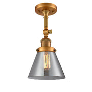 Cone - 1 Light - 8 inch - Brushed Brass - Adjustable Semi-Flush Mount
