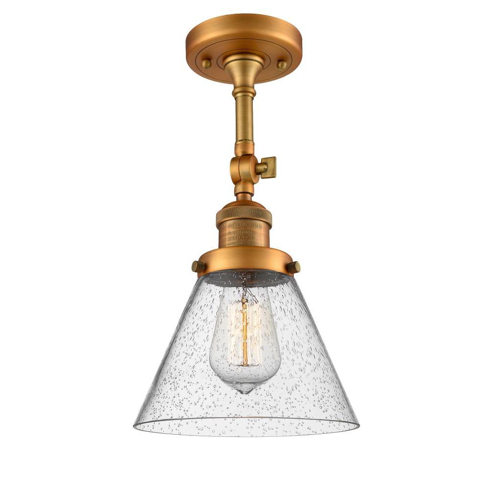 Cone - 1 Light - 8 inch - Brushed Brass - Adjustable Semi-Flush Mount