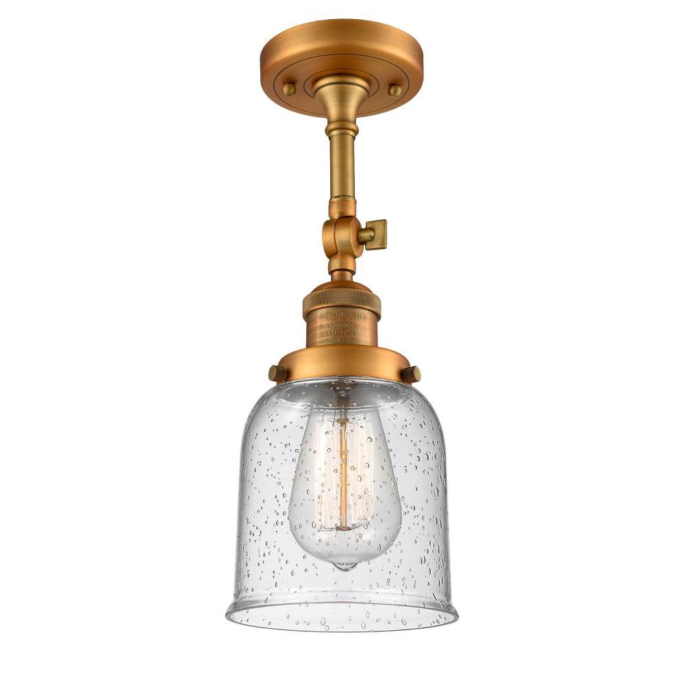 Bell - 1 Light - 5 inch - Brushed Brass - Adjustable Semi-Flush Mount