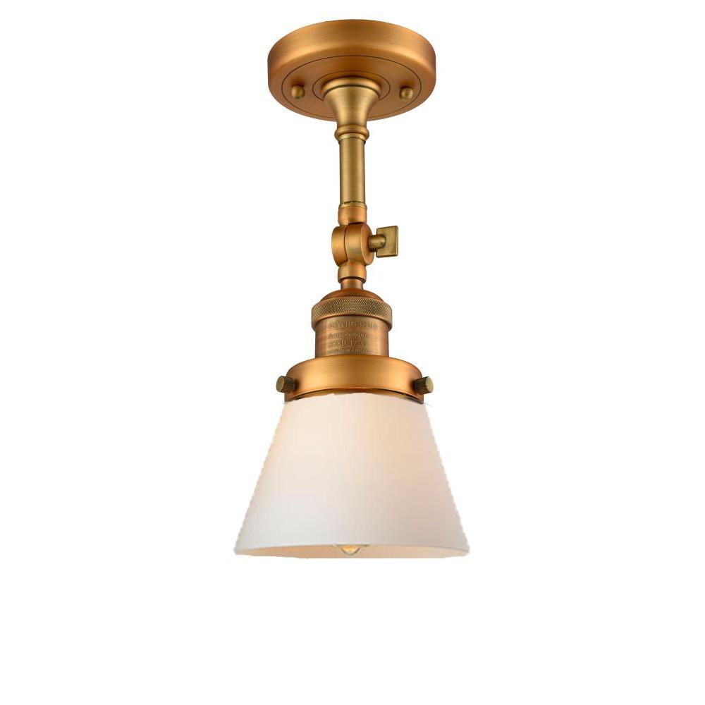 Cone - 1 Light - 6 inch - Brushed Brass - Adjustable Semi-Flush Mount