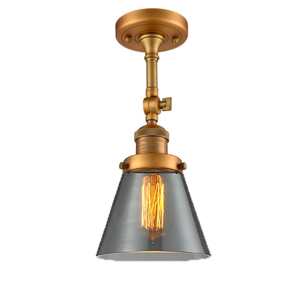Cone - 1 Light - 6 inch - Brushed Brass - Adjustable Semi-Flush Mount