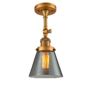 Cone - 1 Light - 6 inch - Brushed Brass - Adjustable Semi-Flush Mount