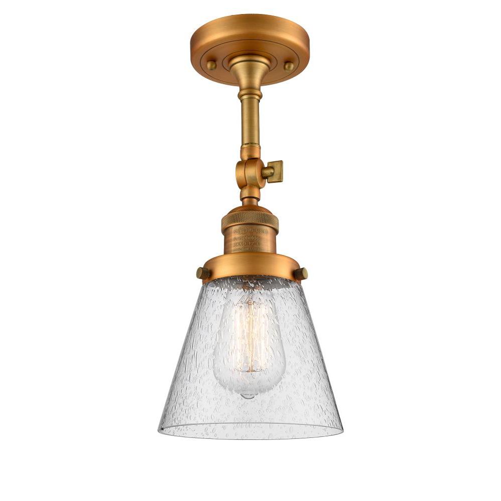 Cone - 1 Light - 6 inch - Brushed Brass - Adjustable Semi-Flush Mount
