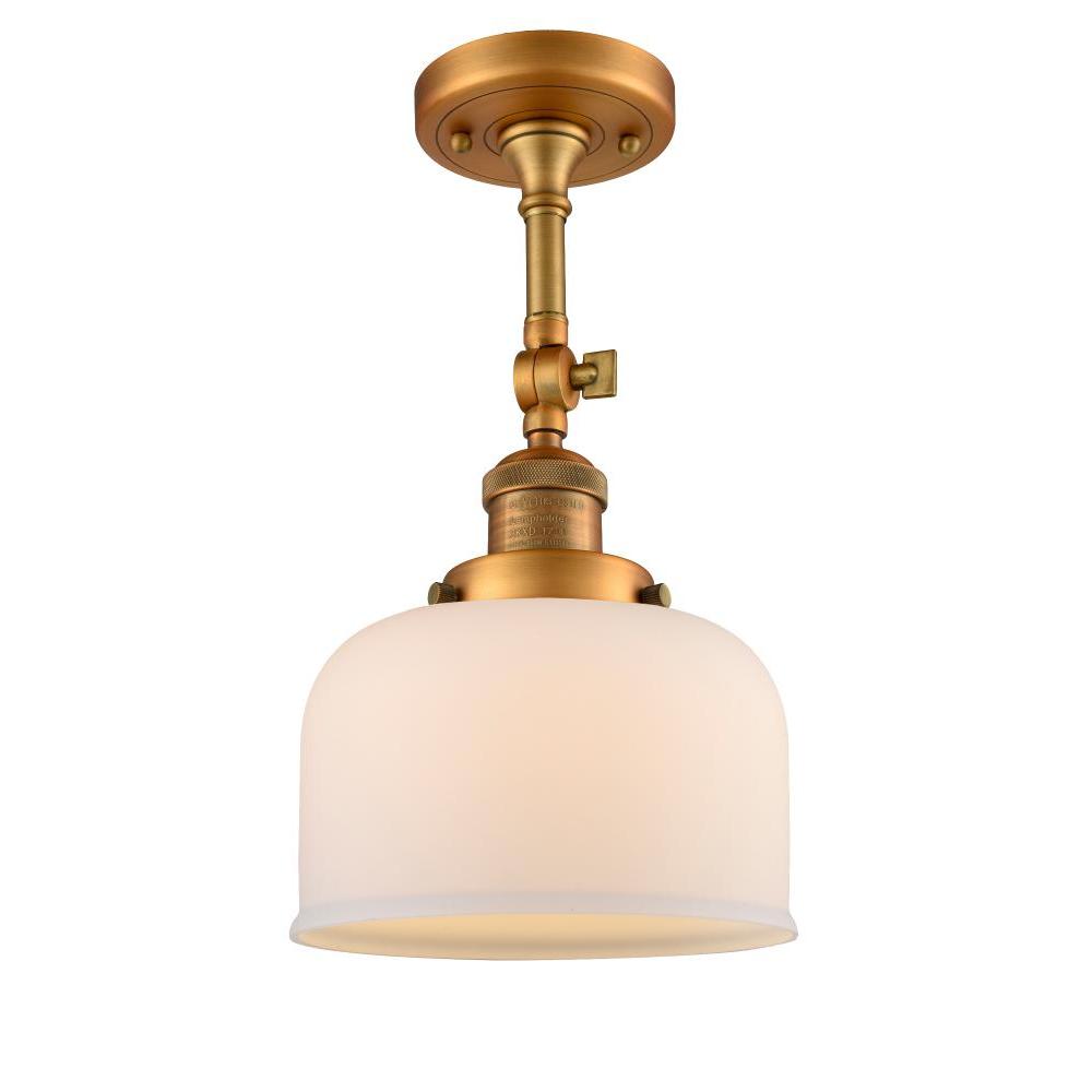 Bell - 1 Light - 8 inch - Brushed Brass - Adjustable Semi-Flush Mount