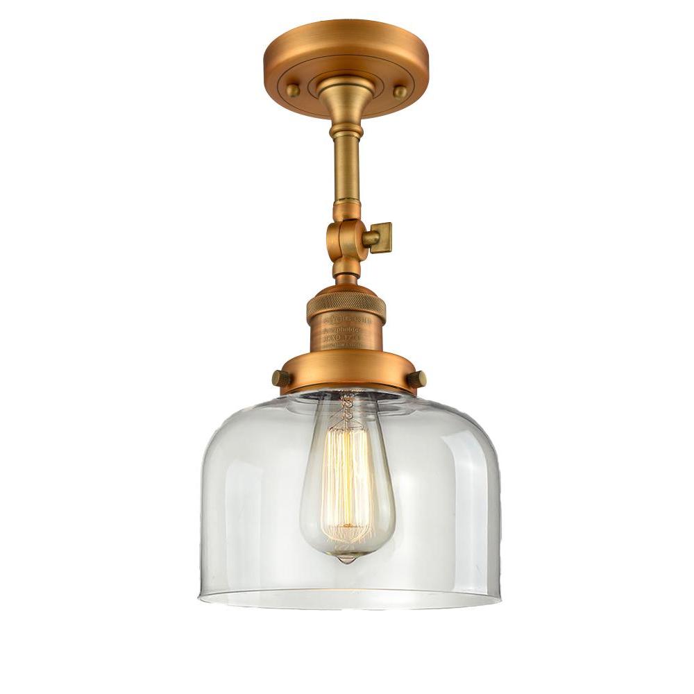 Bell - 1 Light - 8 inch - Brushed Brass - Adjustable Semi-Flush Mount