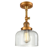 Bell - 1 Light - 8 inch - Brushed Brass - Adjustable Semi-Flush Mount