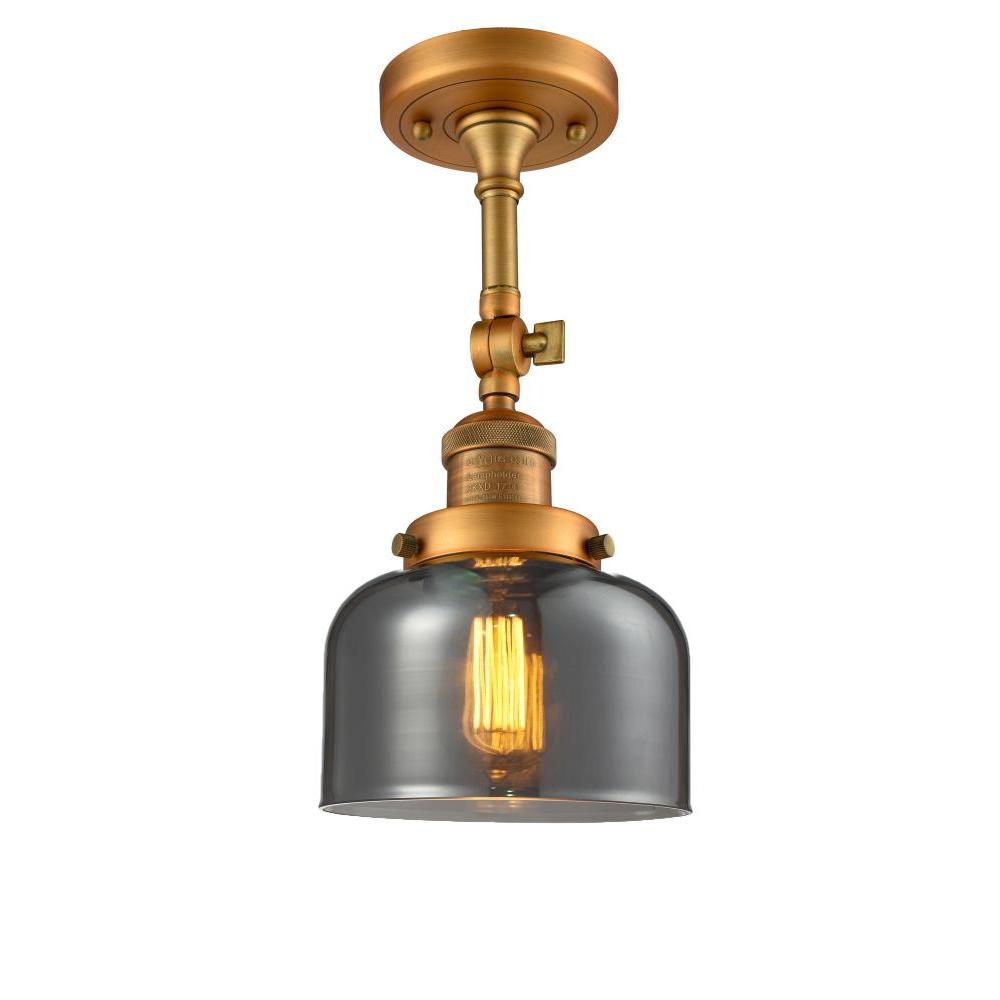 Bell - 1 Light - 8 inch - Brushed Brass - Adjustable Semi-Flush Mount