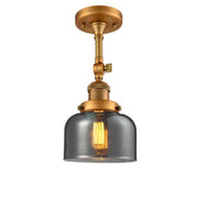 Bell - 1 Light - 8 inch - Brushed Brass - Adjustable Semi-Flush Mount
