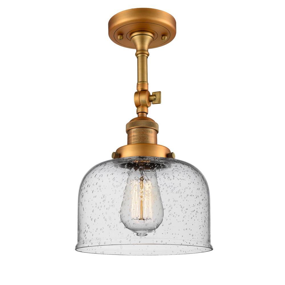 Bell - 1 Light - 8 inch - Brushed Brass - Adjustable Semi-Flush Mount