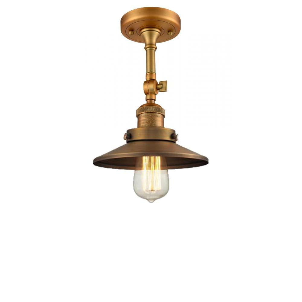Railroad - 1 Light - 8 inch - Brushed Brass - Adjustable Semi-Flush Mount