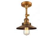 Railroad - 1 Light - 8 inch - Brushed Brass - Adjustable Semi-Flush Mount