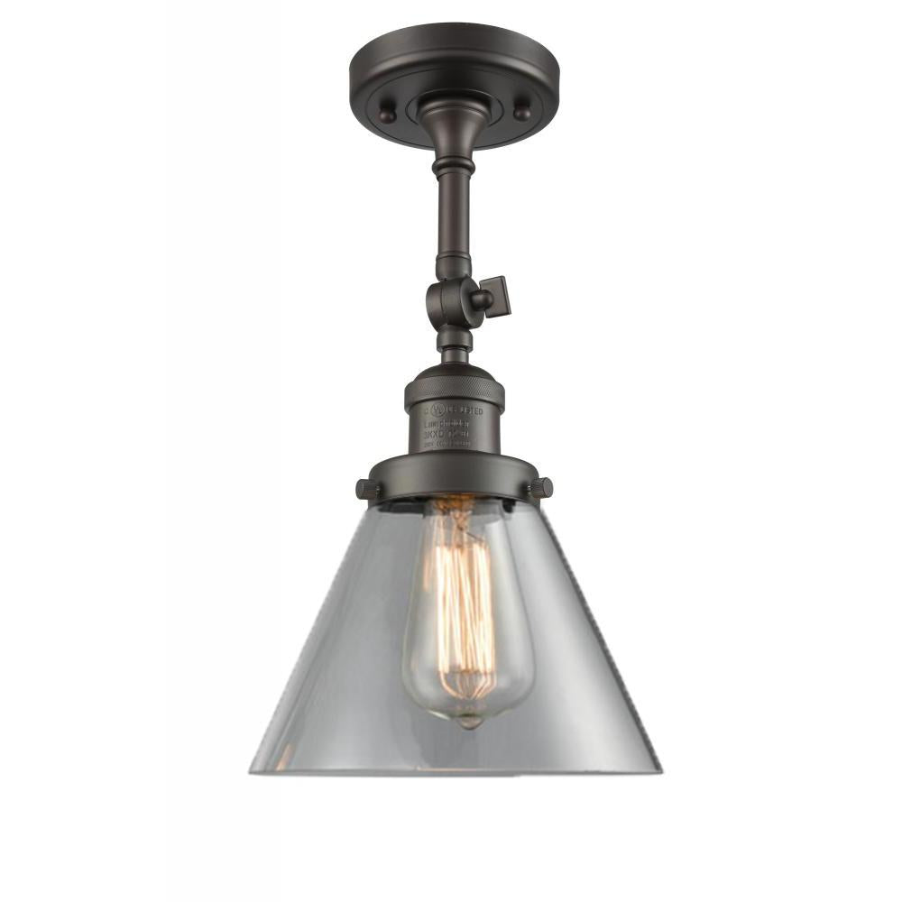 Cone - 1 Light - 8 inch - Oil Rubbed Bronze - Adjustable Semi-Flush Mount