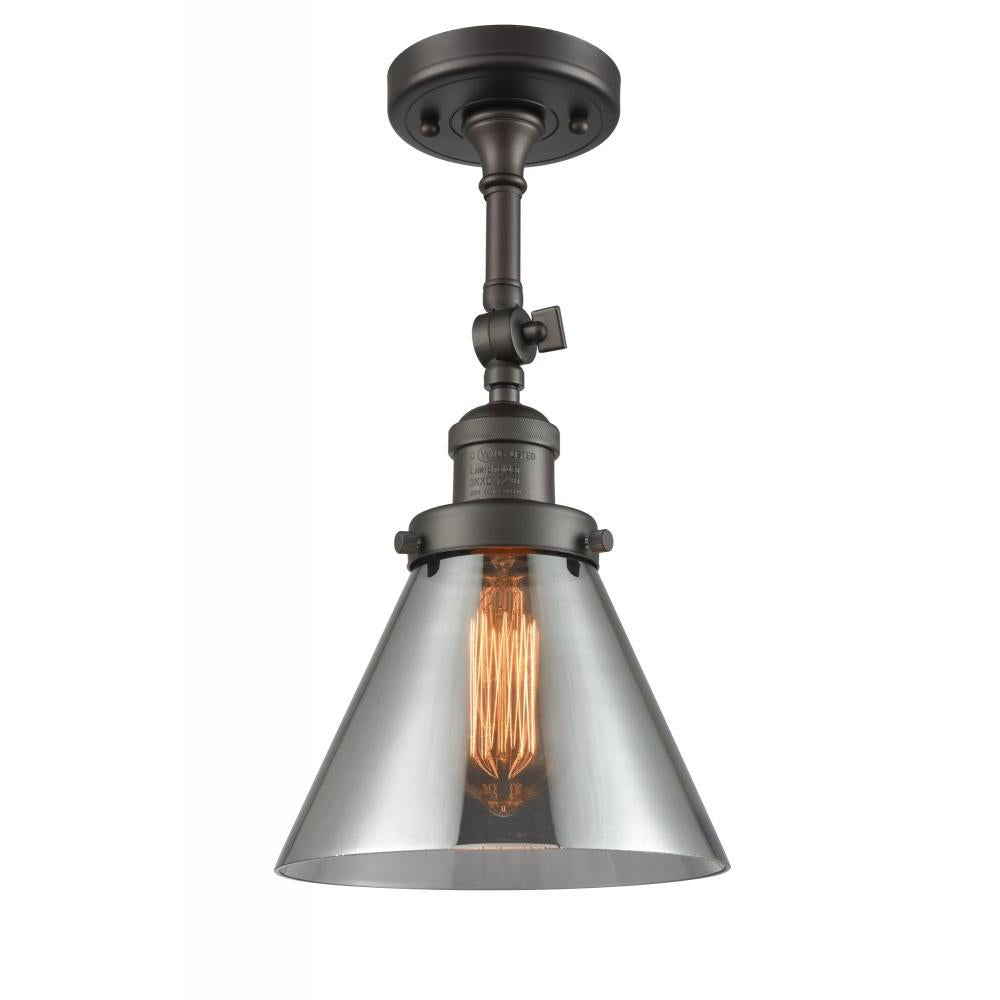 Cone - 1 Light - 8 inch - Oil Rubbed Bronze - Adjustable Semi-Flush Mount