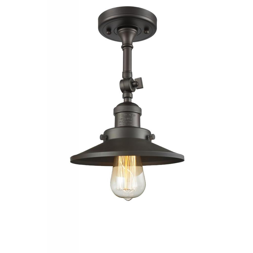 Railroad - 1 Light - 8 inch - Oil Rubbed Bronze - Adjustable Semi-Flush Mount