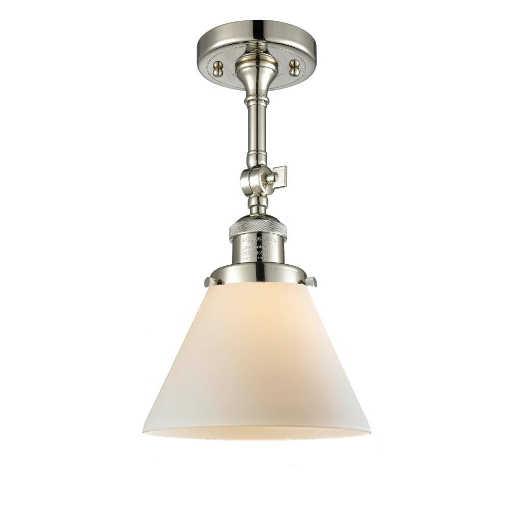 Cone - 1 Light - 8 inch - Polished Nickel - Adjustable Semi-Flush Mount