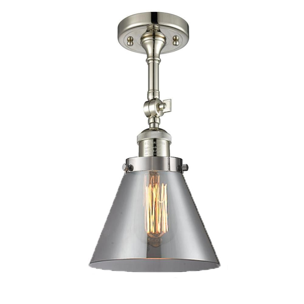 Cone - 1 Light - 8 inch - Polished Nickel - Adjustable Semi-Flush Mount