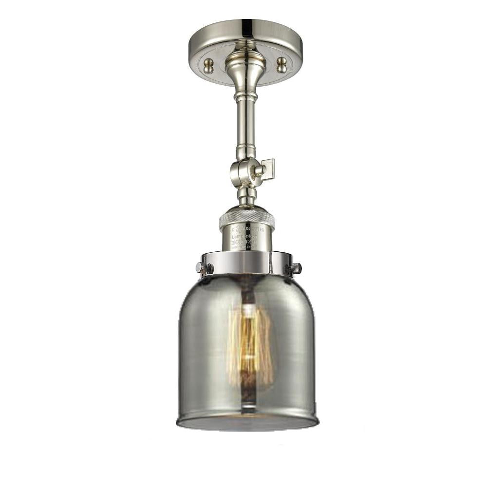 Bell - 1 Light - 5 inch - Polished Nickel - Adjustable Semi-Flush Mount
