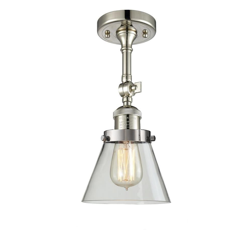 Cone - 1 Light - 6 inch - Polished Nickel - Adjustable Semi-Flush Mount