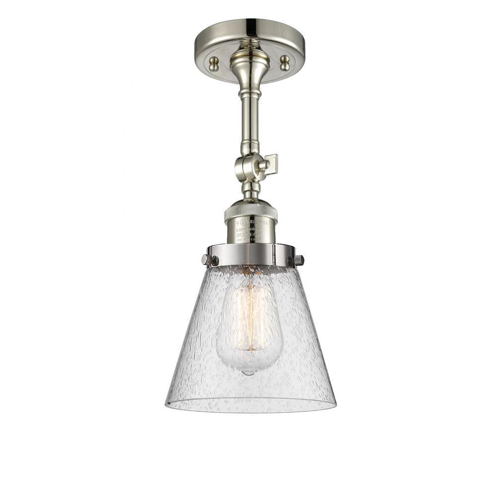 Cone - 1 Light - 6 inch - Polished Nickel - Adjustable Semi-Flush Mount