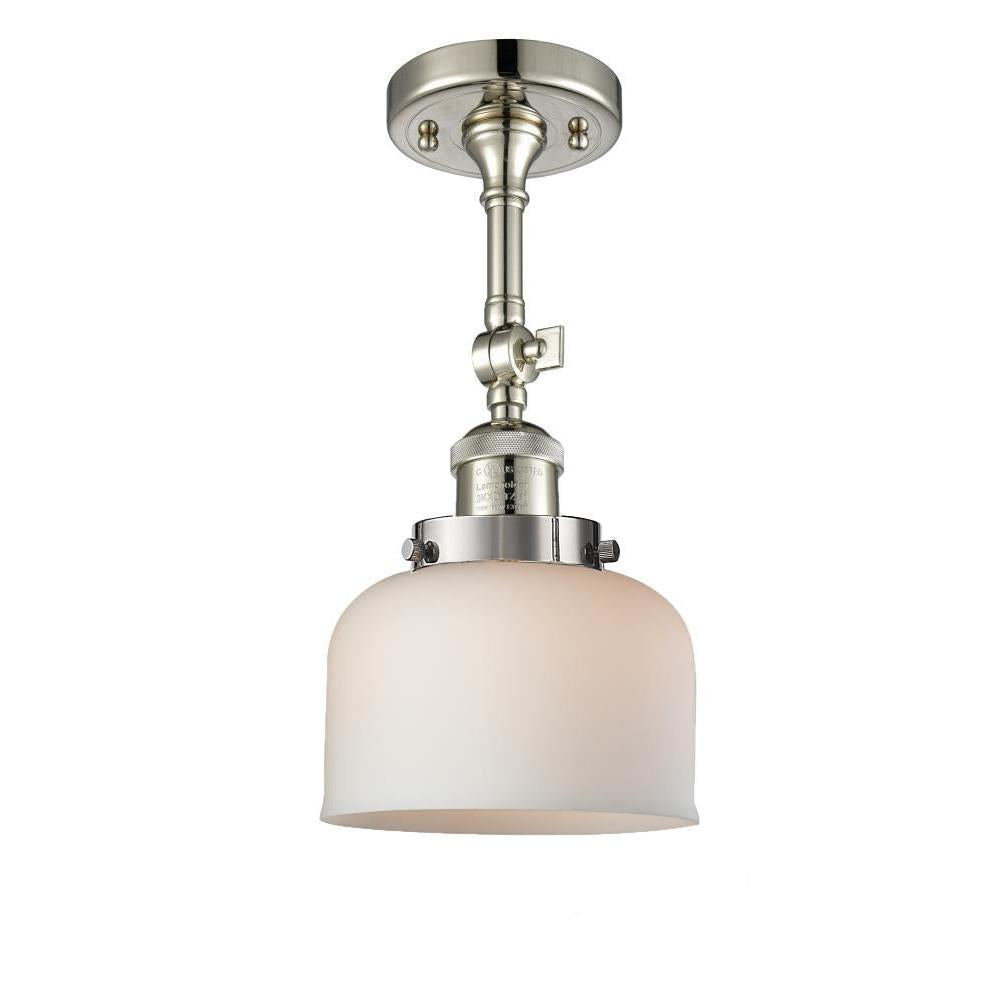 Bell - 1 Light - 8 inch - Polished Nickel - Adjustable Semi-Flush Mount