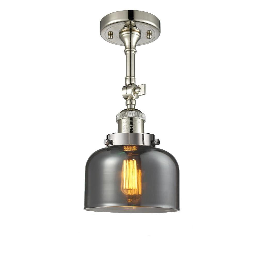 Bell - 1 Light - 8 inch - Polished Nickel - Adjustable Semi-Flush Mount