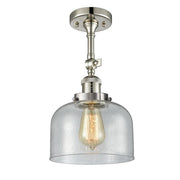 Bell - 1 Light - 8 inch - Polished Nickel - Adjustable Semi-Flush Mount