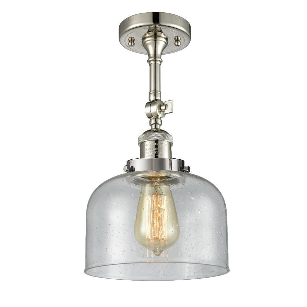Bell - 1 Light - 8 inch - Polished Nickel - Adjustable Semi-Flush Mount