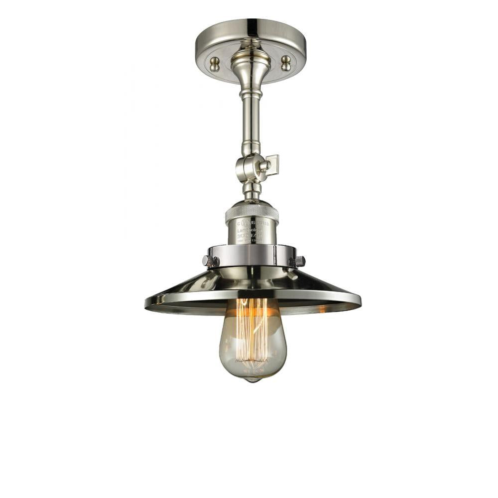Railroad - 1 Light - 8 inch - Polished Nickel - Adjustable Semi-Flush Mount