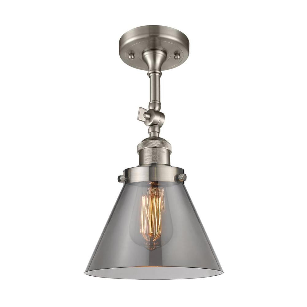 Cone - 1 Light - 8 inch - Brushed Satin Nickel - Adjustable Semi-Flush Mount