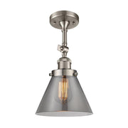 Cone - 1 Light - 8 inch - Brushed Satin Nickel - Adjustable Semi-Flush Mount
