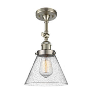 Cone - 1 Light - 8 inch - Brushed Satin Nickel - Adjustable Semi-Flush Mount