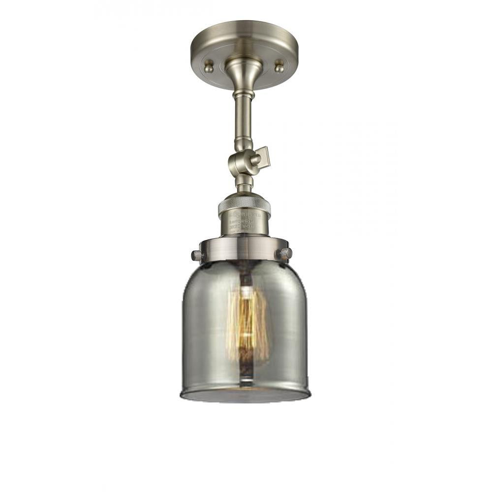 Bell - 1 Light - 5 inch - Brushed Satin Nickel - Adjustable Semi-Flush Mount
