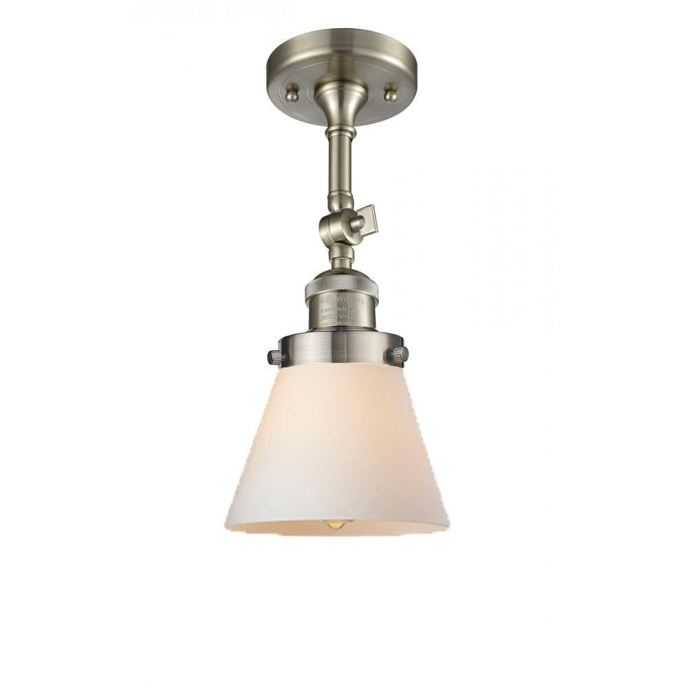 Cone - 1 Light - 6 inch - Brushed Satin Nickel - Adjustable Semi-Flush Mount