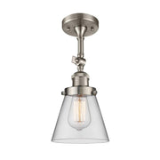 Cone - 1 Light - 6 inch - Brushed Satin Nickel - Adjustable Semi-Flush Mount