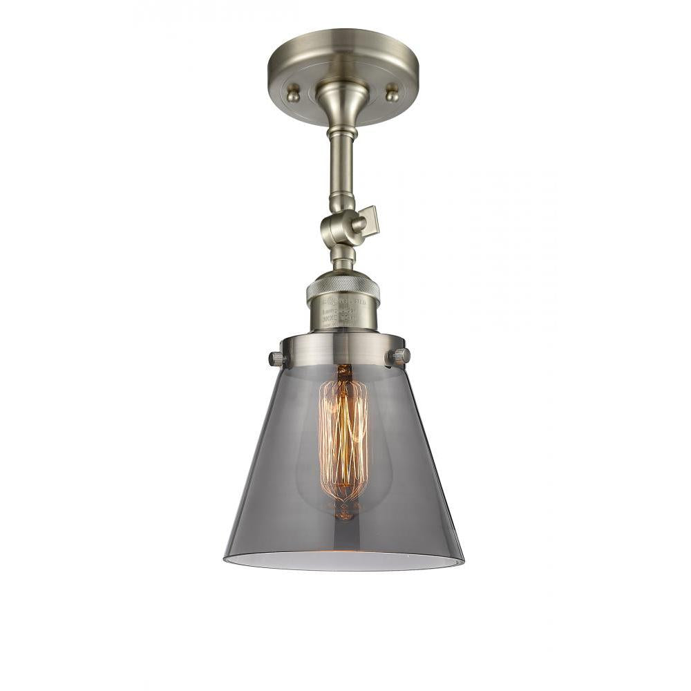 Cone - 1 Light - 6 inch - Brushed Satin Nickel - Adjustable Semi-Flush Mount