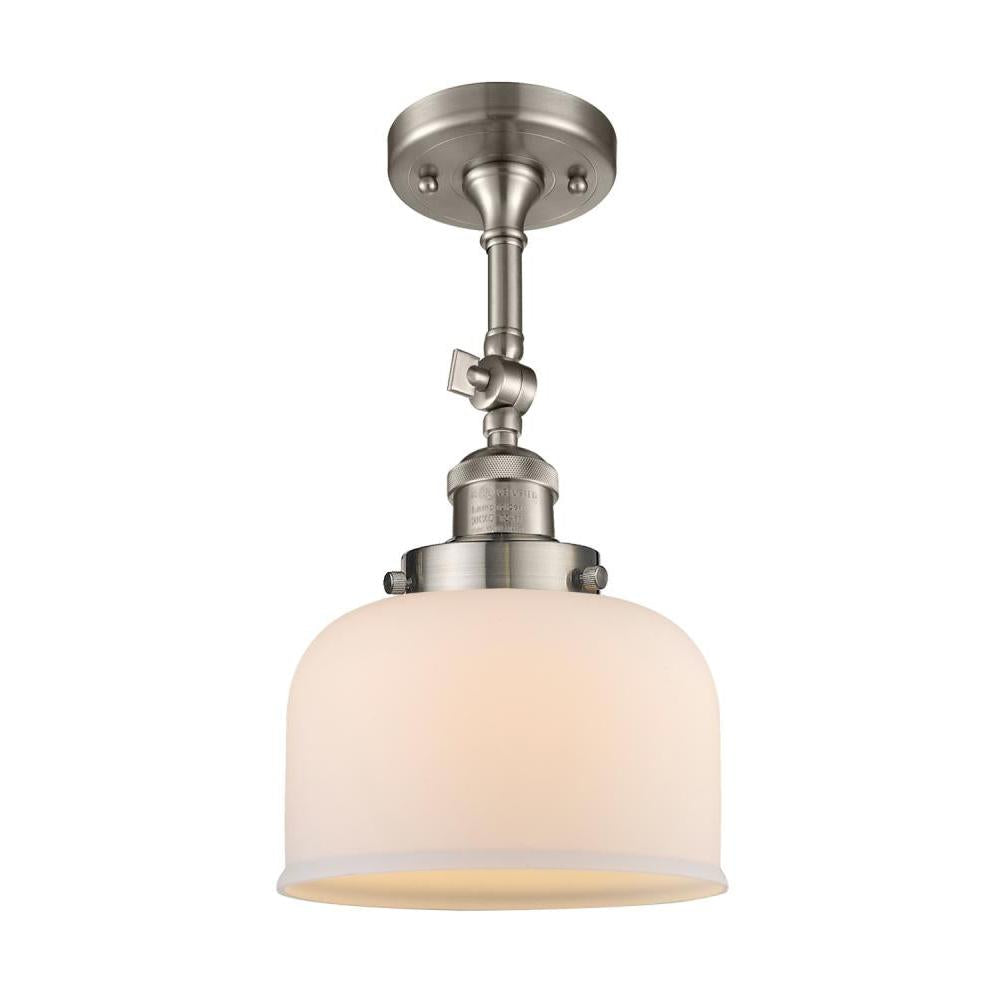 Bell - 1 Light - 8 inch - Brushed Satin Nickel - Adjustable Semi-Flush Mount