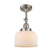Bell - 1 Light - 8 inch - Brushed Satin Nickel - Adjustable Semi-Flush Mount
