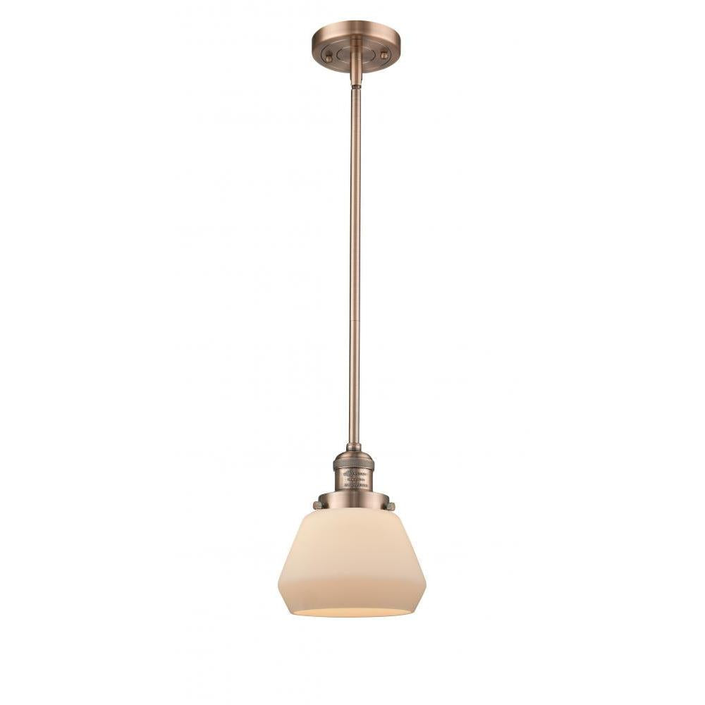 Fulton - 1 Light - 7 inch - Antique Copper - Stem Hung - Mini Pendant