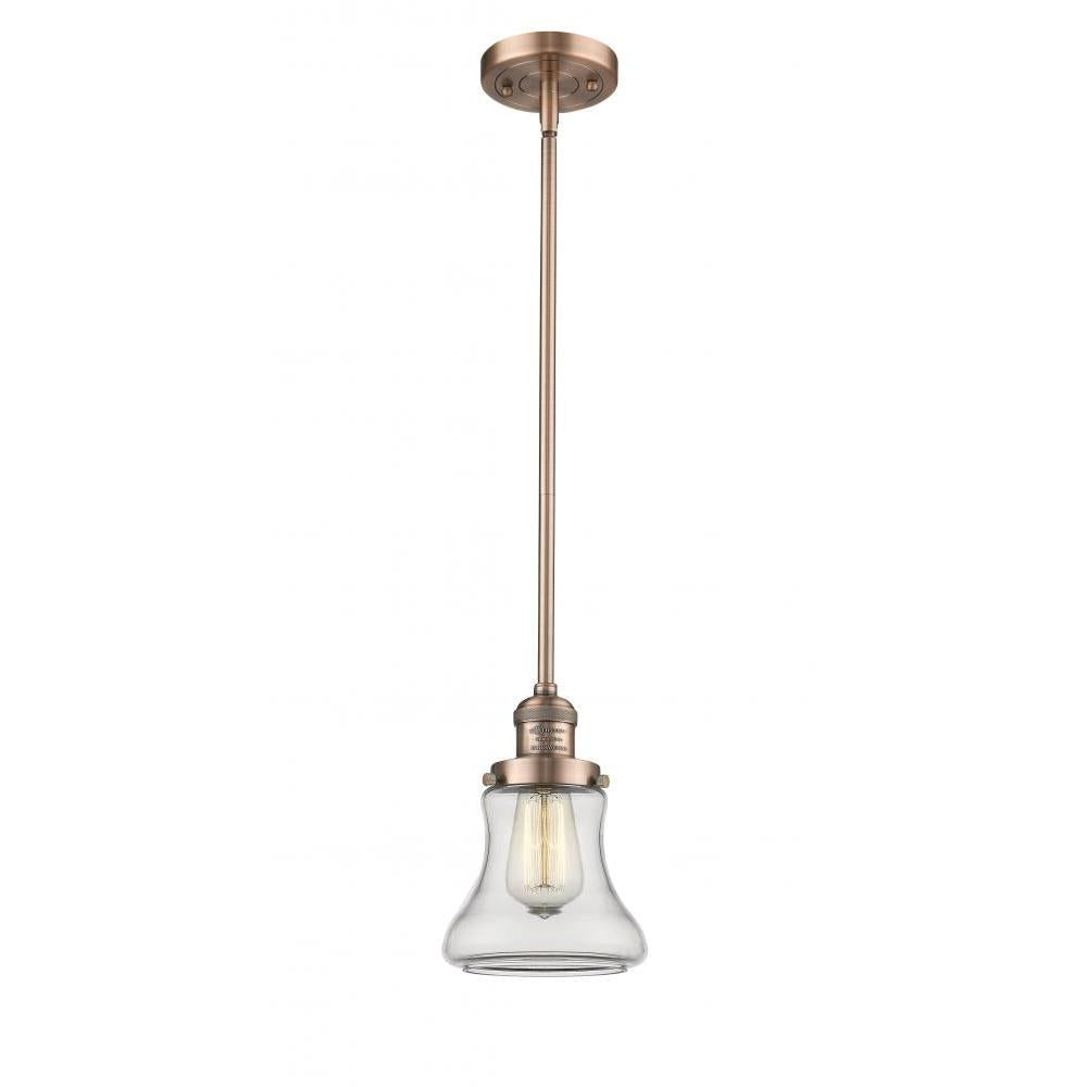 Bellmont - 1 Light - 7 inch - Antique Copper - Stem Hung - Mini Pendant