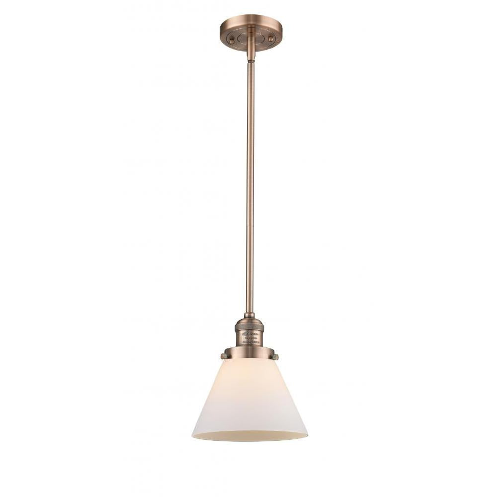 Cone - 1 Light - 8 inch - Antique Copper - Stem Hung - Mini Pendant