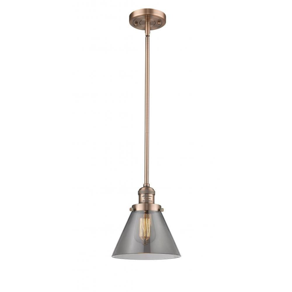Cone - 1 Light - 8 inch - Antique Copper - Stem Hung - Mini Pendant