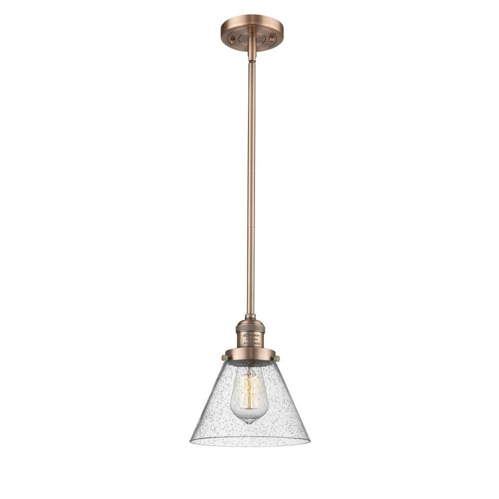 Cone - 1 Light - 8 inch - Antique Copper - Stem Hung - Mini Pendant