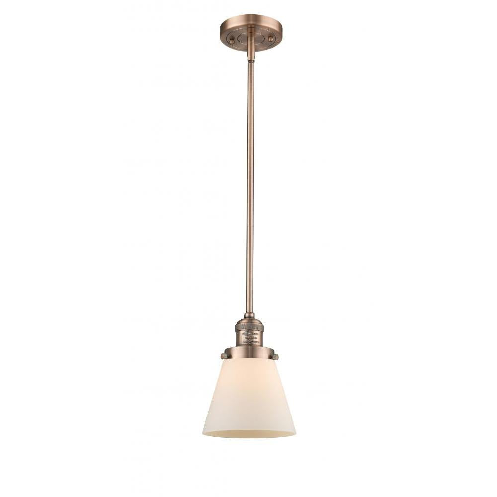 Cone - 1 Light - 6 inch - Antique Copper - Stem Hung - Mini Pendant