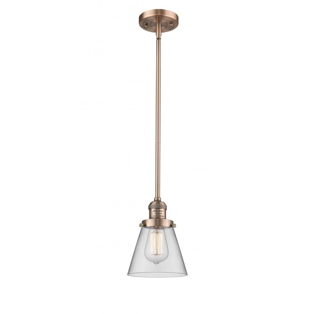 Cone - 1 Light - 6 inch - Antique Copper - Stem Hung - Mini Pendant