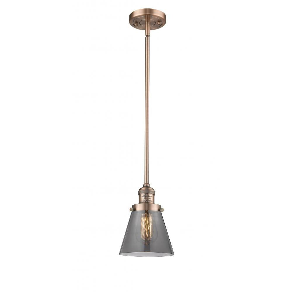Cone - 1 Light - 6 inch - Antique Copper - Stem Hung - Mini Pendant