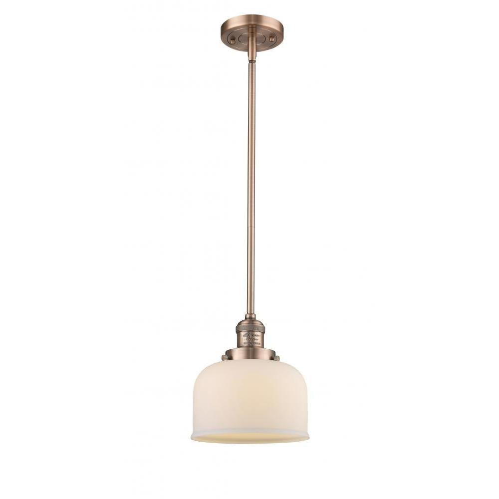 Bell - 1 Light - 8 inch - Antique Copper - Stem Hung - Mini Pendant